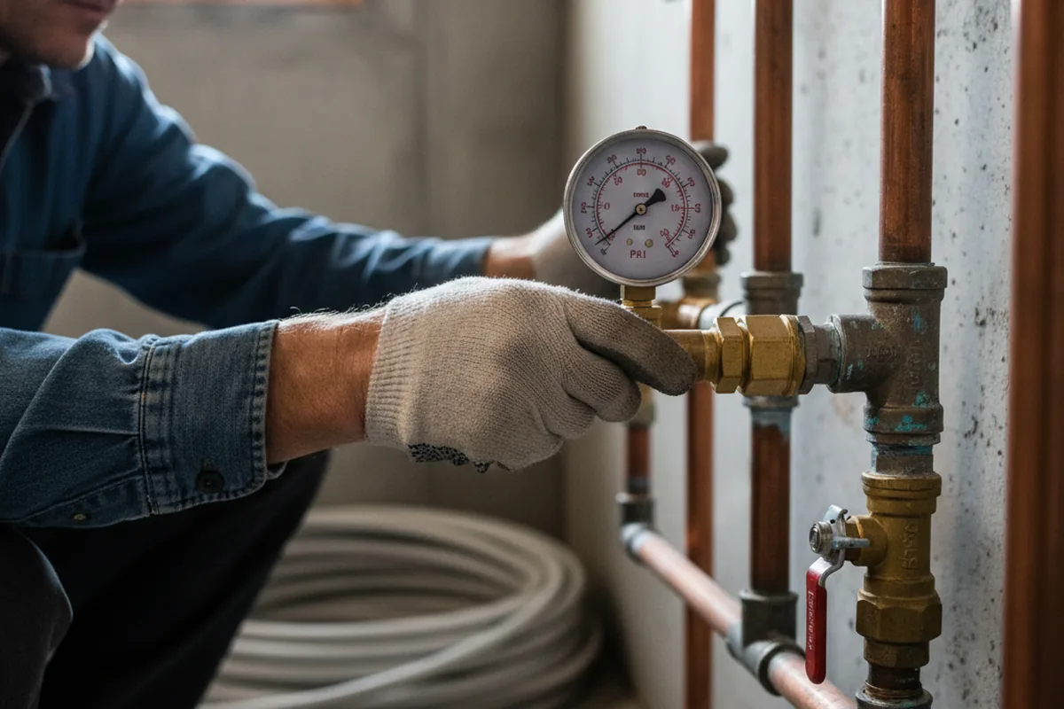 Pressure testing a repaired line during Water Line Repair in Appleton